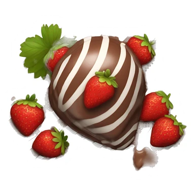 Chocolate covered strawberry with white stripes sticker