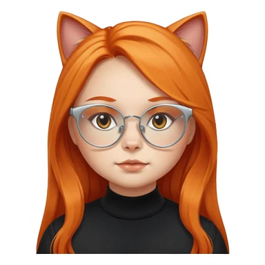 girl with chubby cheeks, very long orange hair, and silver cat-eye glasses. Black clothes sticker