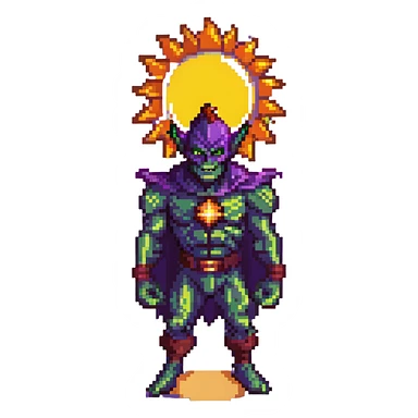 green goblin worshipping the sun sticker