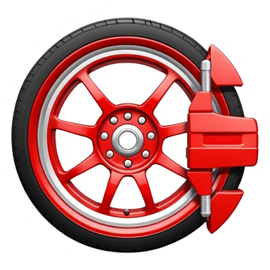 car wheel with red caliper sticker