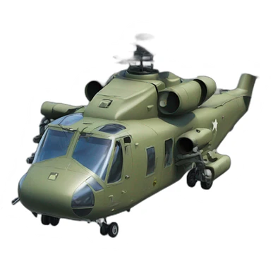 militar helicopter, view from up, above, realistic sticker