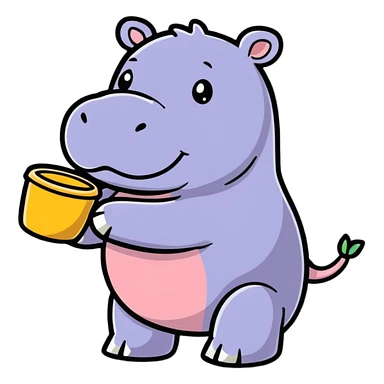 A little hippo in the hand sticker