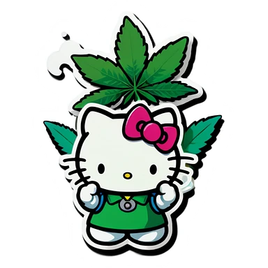 hello kitty smoking weed  sticker