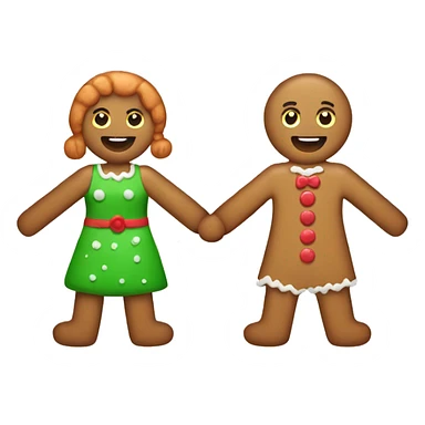 A male gingerbread cookie and a female gingerbread cookie holding hands sticker