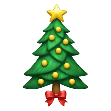 A Christmas tree with a bow tree topper sticker