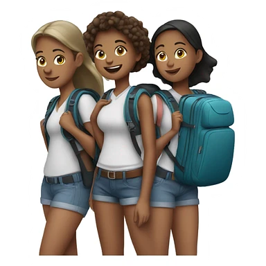 three girls with travel backpacks sticker