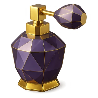 Make this purple perfume bottle look more luxurious with elegant details and add gold accents. Keep the background transparent. sticker