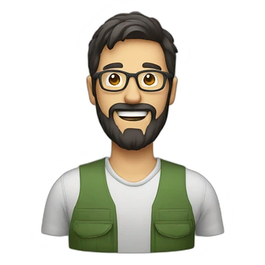 happy gardener man dark hair beard glasses sticker