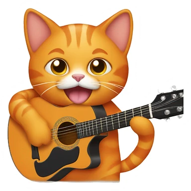 orange cat playing the guitar  sticker