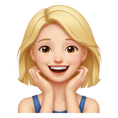 girl with hands around neck laughing but also sad sticker