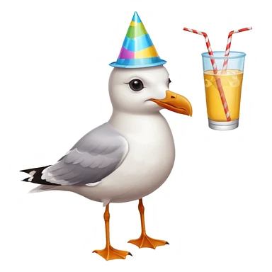 A seagull partying sticker