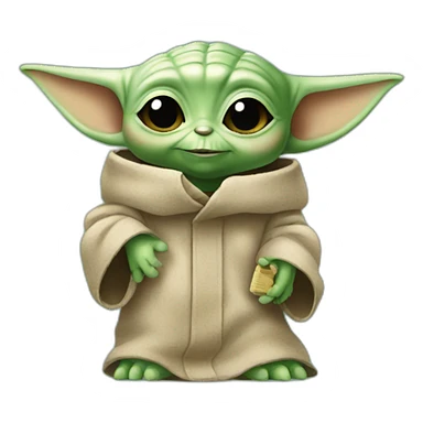 Baby Yoda holding a number 3 sign sticker
