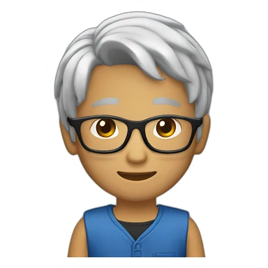 男性、ショートウルフヘア、黒髪、青色の服装 sticker