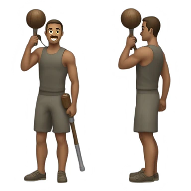 men with a macebell sticker