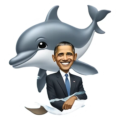 Obama riding a dolphin sticker