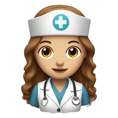 Pretty nurse with long brown hair sticker