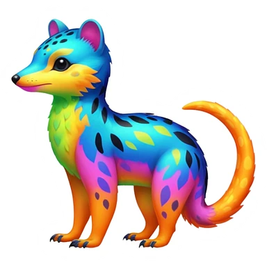 Colorful neon-colored tropical exotic shiny beautiful fantasy-Cacomistle-oncilla-animal-hybrid (full body) sticker