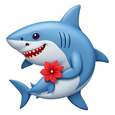 cute shark hugging a flower sticker