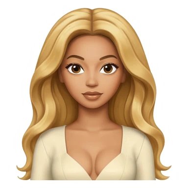 Beyonce with long golden blonde hair, ivory outfit sticker