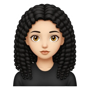 girl, long black coily hair, beautiful hazel eyes sticker