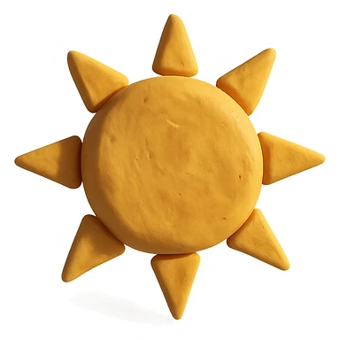 claymation style sun with sunlight shining at its side sticker