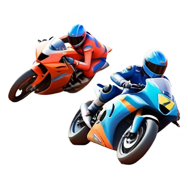 A sleek racing car and motorcycle speeding on a track, leaving a trail of dust behind. The scene captures the thrill of high-speed competition, with blurred motion and vibrant colors, highlighting the dynamic energy of motorsport. sticker