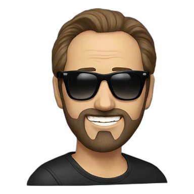 nicolas cage with a beard and black Wayfarer sunglasses sticker