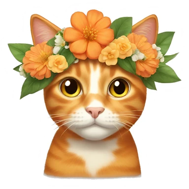 Orange cat with flower crown sticker