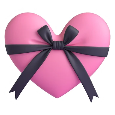 pink heart with a black bow knot sticker