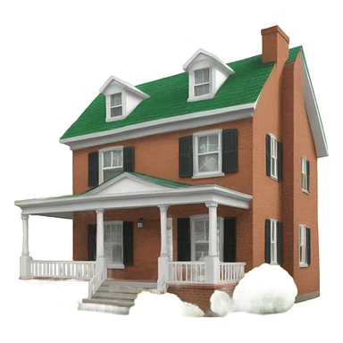 Brick colonial house with front porch green bushes sticker