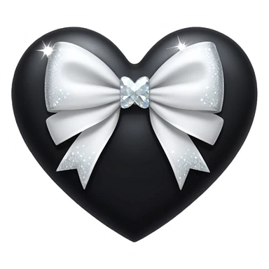 black heart with a white bow with sparkles sticker