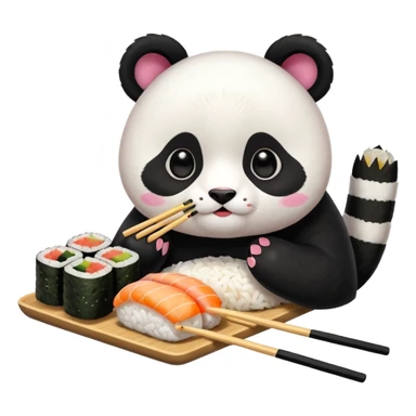 panda cat eatting sushi together sticker