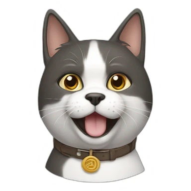 Un chat sur un chien sticker