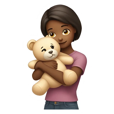 girl hugging a teddy bear sticker