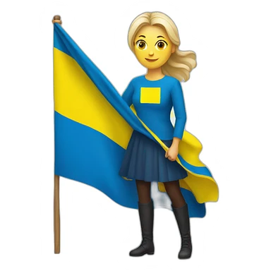 woman with Ukraine flag sticker