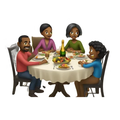 family sitting at the New Year's table sticker