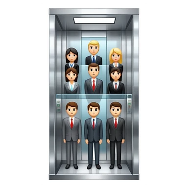 big office building elevator with people inside sticker