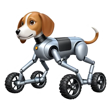 Very fast and sporty jumping racing Boston Dynamics robot beagle Sherlock Holmes robodog with large 8 off-road wheels for feet  sticker