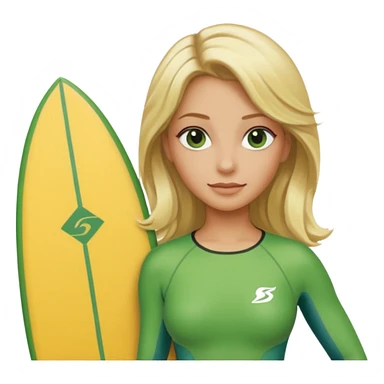 blonde hair green skin woman with surfboard sticker