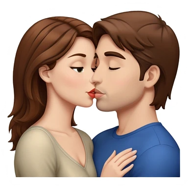 Naked brown hair woman kissing naked guy sticker