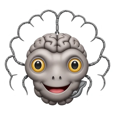 brain with eyes and a smile emoji style sticker