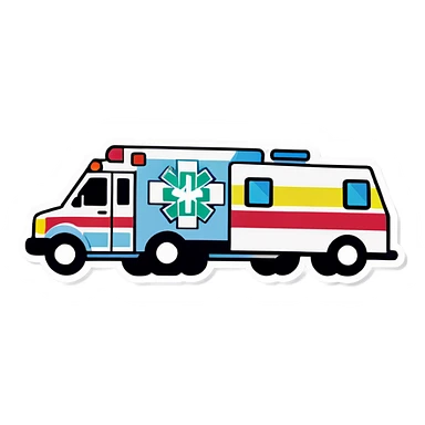 A doctor laying underneath an ambulance fixing sticker