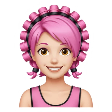 pink hair with hair rollers sticker