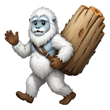 yeti, carrying a big wood sticker