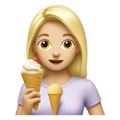 Blonde girl eating ice cream sticker