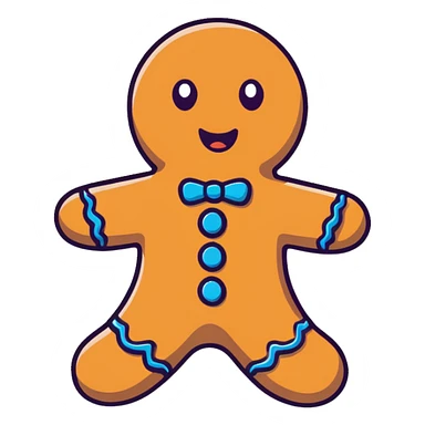 half-eaten gingerbread man with shocked expression sticker