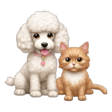 Apricot-poodle-with-cat sticker