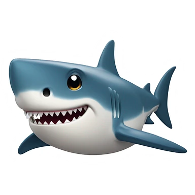 Shark with dorcal fin on top and huge smile with sharp teeth sticker