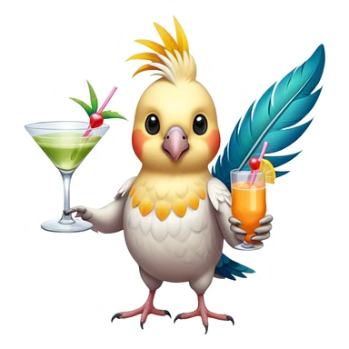 cockatiel bird holding a cocktail sticker