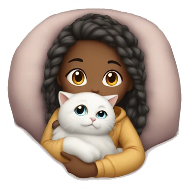 White Girl cozy with cat  sticker